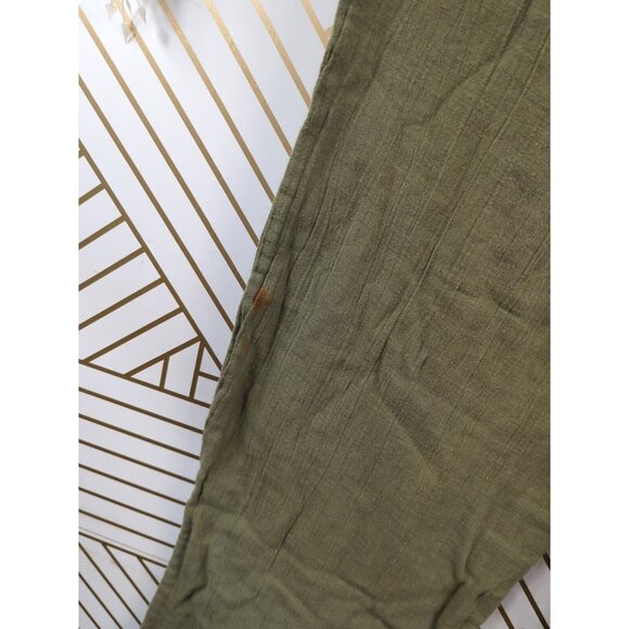 FUNKY PEOPLE Women's Green Cotton Boho Lagenlook Pants Hippie Button Size M READ - Picture 6 of 9